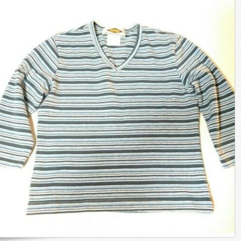 Vintage Striped CROPPED CROP Tee Top by Rad Clothing Juniors Medium Chest 30"